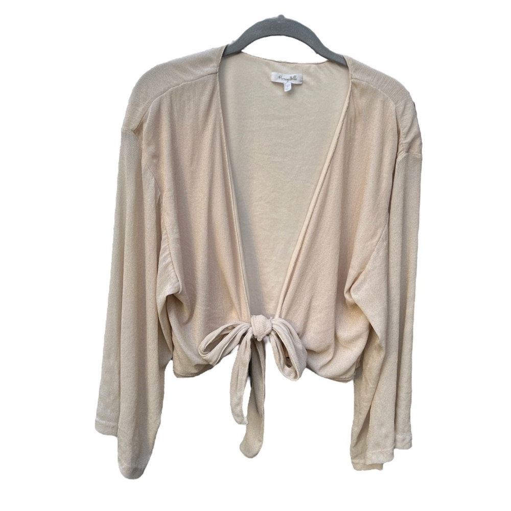 Honey Belle Gold Tie Front Flowy Sleeve Top